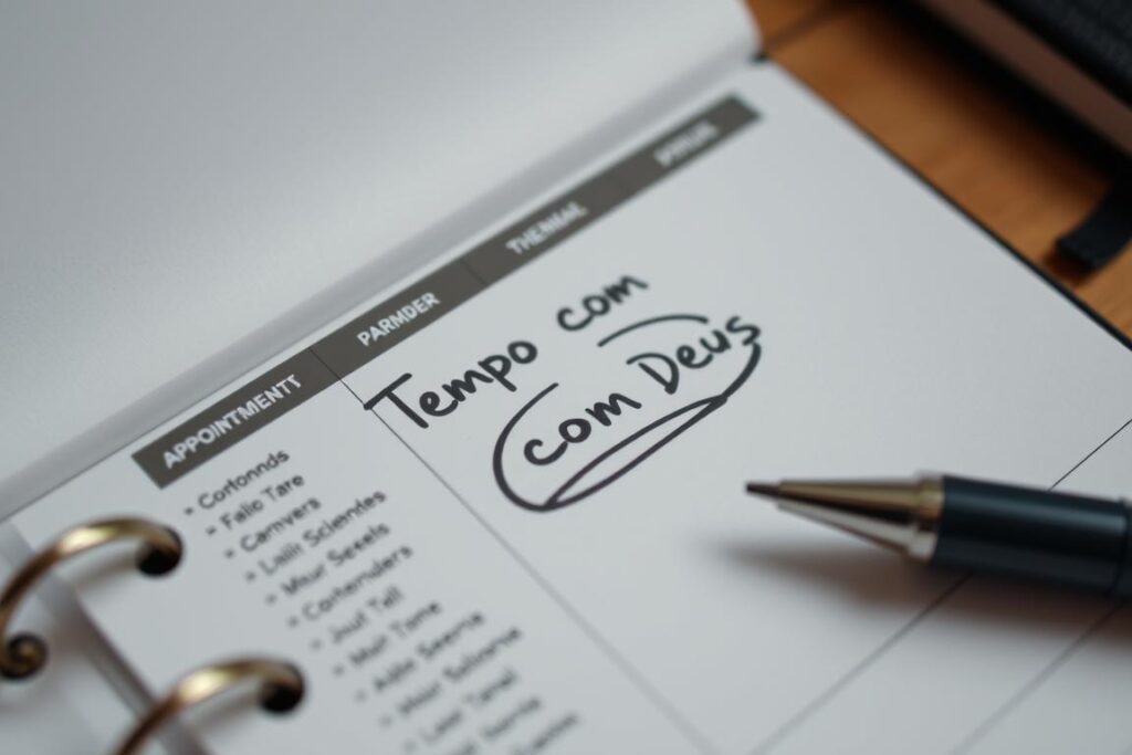 Agenda com tempo reservado para Deus, demonstrando como colocar Deus em primeiro lugar Agenda com tempo reservado para Deus, demonstrando como colocar Deus em primeiro lugar