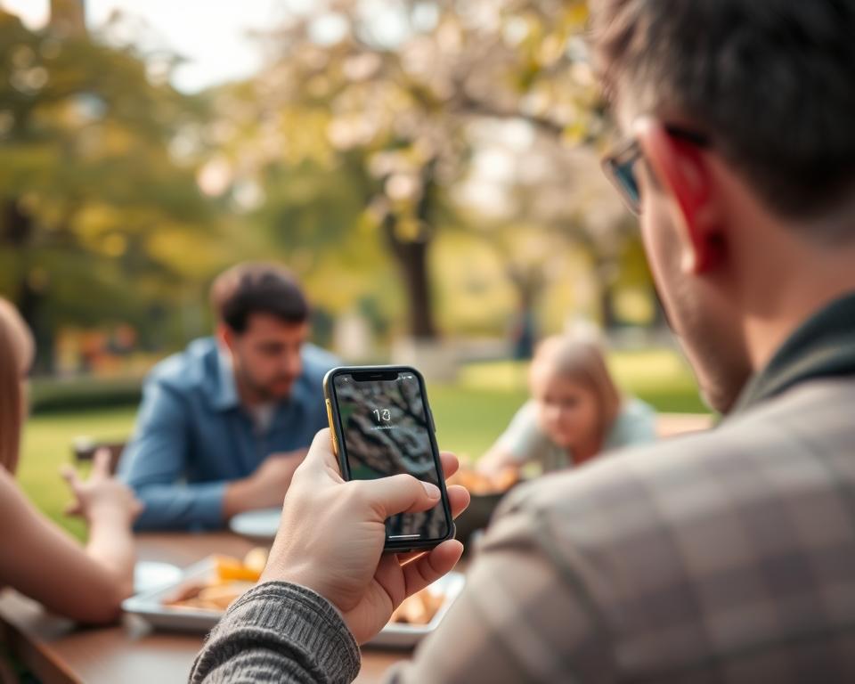 Pessoa verificando constantemente o celular, representando a distração das prioridades espirituais