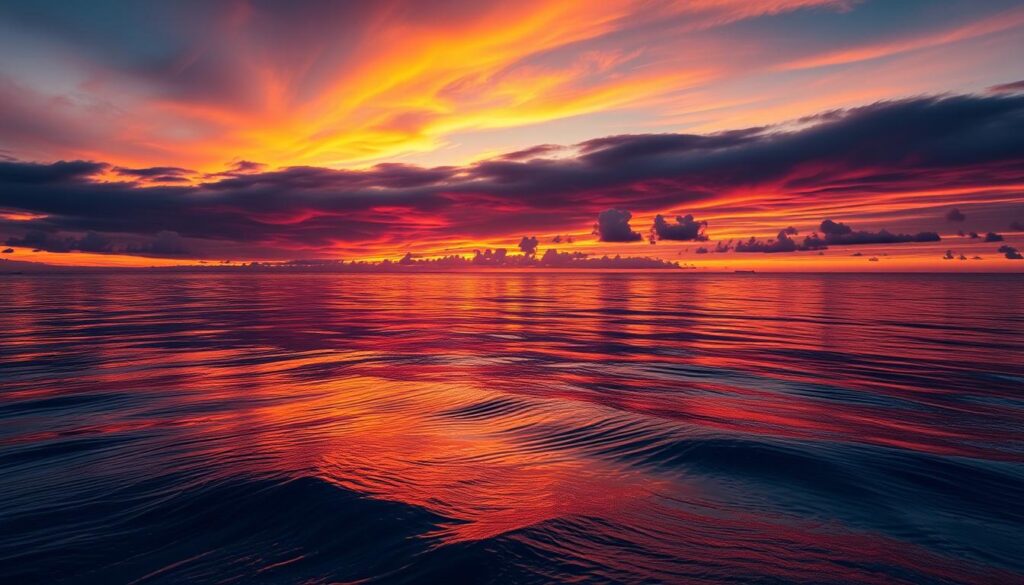 Pôr do sol sobre o oceano, simbolizando a perspectiva eterna ao priorizar Deus em sua vida Pôr do sol sobre o oceano, simbolizando a perspectiva eterna ao priorizar Deus em sua vida